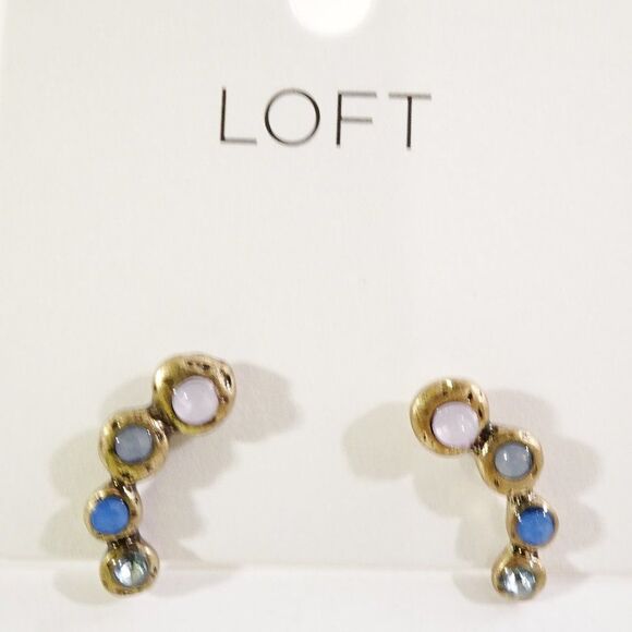 COPY - Ann Taylor LOFT Gold Solitaire Small Stud Earrings NWT 19.5 Ear Climbers… - Picture 4 of 6